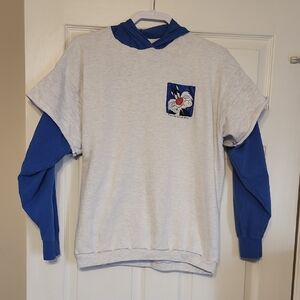 Warner Bros. Gray Hoodie with Blue Cartoon Patch